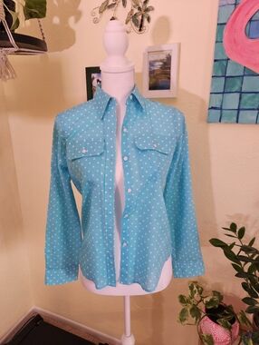 Ralph Lauren Turquoise Polka Dot Button-Up Shirt